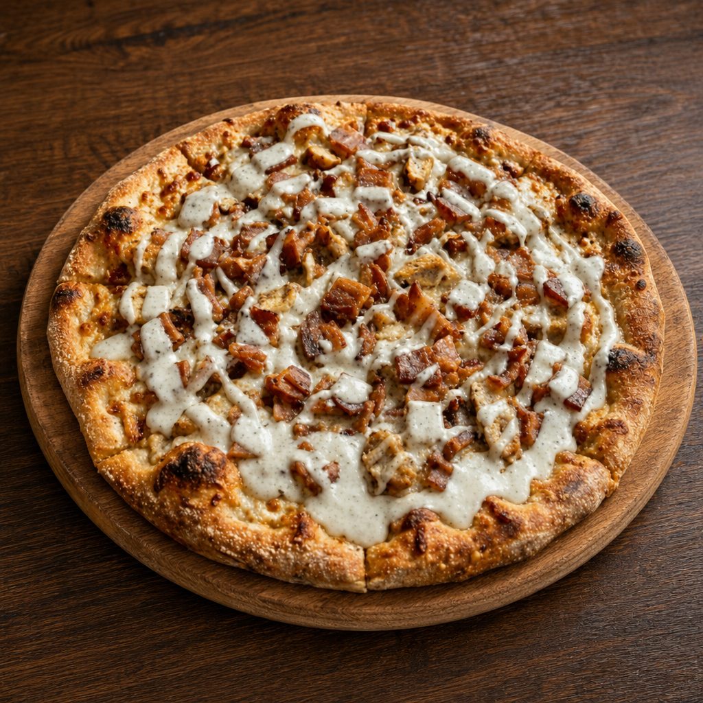 Chicken & Bacon Ranch Pizza.