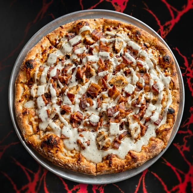 Chicken & Bacon Ranch Pizza.